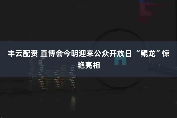 丰云配资 直博会今明迎来公众开放日 “鲲龙”惊艳亮相